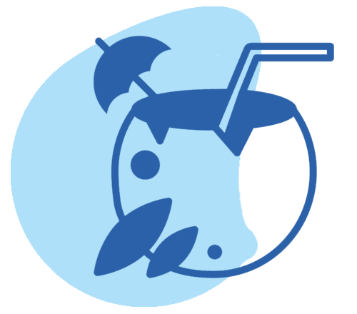 Icon of a tropical cocktail with straw and umbrella.