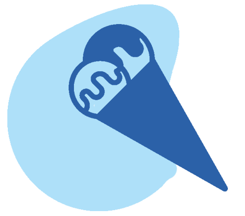 Blue ice cream icon on light background.